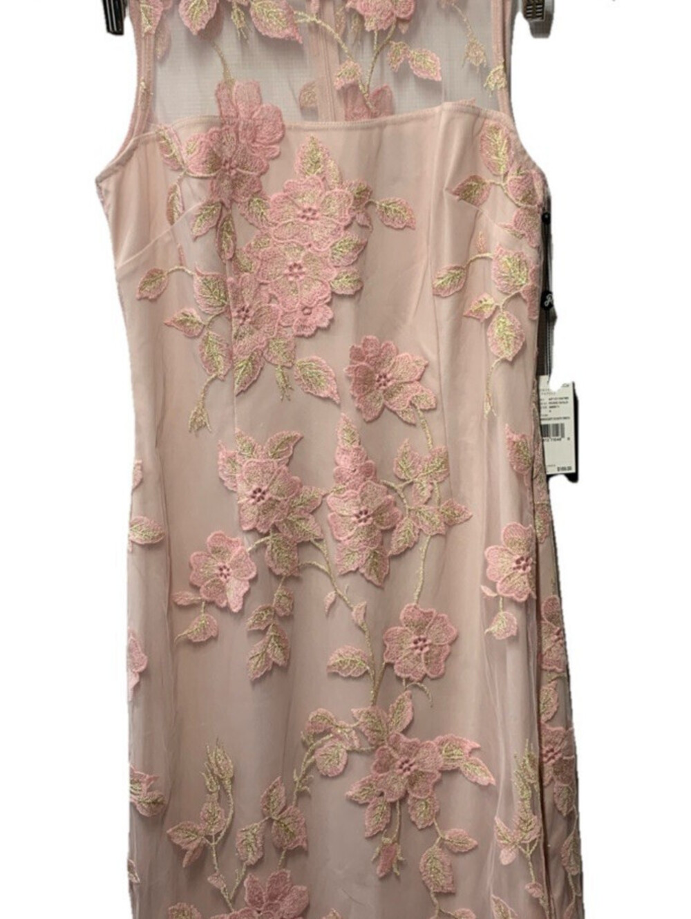 Adrianna Papell Women's Floral Embroidery Sheath Dress Party Size 4 Rose Gold